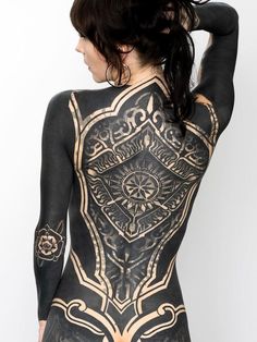 Tattoo Love: Solid Black Tattoos For Girls Black Out Chest Tattoo, Back Tattoo For Woman, Tattoo Back Ideas, Full Body Tattoos For Women, Full Body Tattoo Women, Female Body Tattoo, Russia Tattoo, Armpit Tattoo