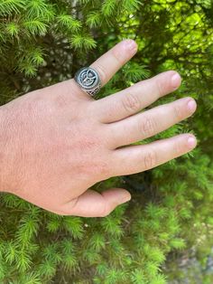 "Amazing unique handmade men's Wise Old Owl ring Symbol of WISDOM Solid 925 sterling silver. SOLID 925 sterling silver finished with black oxidized rhodium. Stunning two tone look mixed of black & silver brings the details to life and gives a vintage look Stamped 925 Will never tarnish or turn your hand green! Ring is 12-13 grams depending on size! nice large ring About 0.75\" wide (18mm) ... very nice weight to it Great as a pinky ring or on any finger Ships fast" Silver Stainless Steel Skull Ring, Skull Ring Stamped 925 For Anniversary, 925 Stamped Skull Ring For Anniversary, Silver Stainless Steel Signet Ring For Promise, Silver Oval Skull Ring Gift, Silver Stainless Steel Signet Promise Ring, Anniversary Silver Signet Ring With Oxidized Finish, Silver Sterling Skull Ring, Oval Shaped, Silver Sterling Skull Ring In Oval Shape