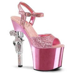 7" Barbie Pink Crystals Platform Stripper Heels Pleaser Dancer Shoes Ankle Strap Pleaser High Heels, 7 Inch Heels, Pleaser Heels, Pink Chrome, Pleaser Shoes, Platform High Heels, Pole Dance, Ankle Straps, Ankle Strap Sandals