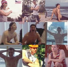 there are many different pictures of men with no shirts on and one is shirtless