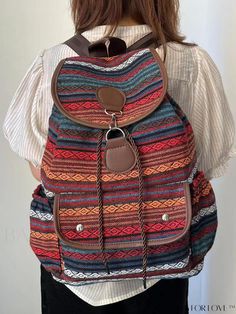 BagForLove - Stylish Embroidered Canvas Backpack: Spacious, Convenient for Summer Getaways, with Water Bottle Side Pockets Product Description Color Multicolor Composition 100% Polyester Material Fabric Bag Size Medium Pattern Type Tribal Type Flap Backpack Size Chart INCH CM Strap Length Bag Height Bag Width Bag Length 33.9 inch 15.7 inch 5.9 inch 11.8 inch Strap Length Bag Height Bag Width Bag Length 86 cm 40 cm 15 cm 30 cm Details Pictures Similar Products h2 { text-align: center; } /* æ¢è¡ */ li{ white-space: normal; word-break: break-all; word-wrap: break-word; } .red-box { width: 100%; display: flex; flex-direction: row; flex-wrap: wrap; justify-content: center; } .red-box > div { width: 190px; height: 250px; margin: 10px; } .red-box > div > a > img { width: 190px; height: 250px; } Bohemian Brown School Bag, Brown Bohemian School Bags, Back To School Vacation Backpack, Casual Embroidered Backpack For Daily Use, Casual Embroidered Travel Bag, Bohemian School Bag With Adjustable Strap, Casual Multicolor Backpack For Vacation, Casual Multicolor Satchel Backpack, Bohemian School Backpack