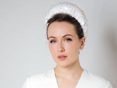 Amara is an elegant sequinned wedding headband made with clusters of ivory sequins. This headband is made completely by hand.  * The headband secures with metal combs. *  Handmade to order. By purchasing this item you confirm that you have read the item description in full and accept my shop policies. https://www.etsy.com/uk/shop/MaggieMowbrayHats/policy Images and all content ©Maggie Mowbray Millinery®, All Rights Reserved. Bridal Ceremony Headband, White Evening Headband, Elegant White Headband With Structured Crown, Elegant White Structured Crown Headband, Elegant Wedding Headband With Round Crown, Elegant White Round Crown Headpiece, Bride Headband, Shoe Brushes, Wedding Fascinators