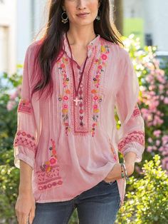 Woman Blouse Casual, Look Hippie Chic, Elegant Blouses, Elegant Shirt, Tunic Shirt, Casual Blouse, Shirts & Tops, Fashion Tops