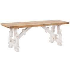 a wooden bench made out of white driftwood on an isolated white background for display