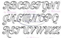 the upper and lower case of an english alphabet with swirly letters in black ink