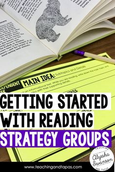 an open book with the words getting started with reading strategy groups on top of it