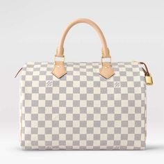 Louis Vuitton LV Unisex Speedy 30 Damier Azur Coated Canvas Natural Cowhide Leather Classic Monogram Canvas Satchel For Office, Classic Office Satchel In Monogram Canvas, Elegant Monogram Canvas Satchel For Office, Classic Monogram Canvas Satchel For Business, Classic Monogram Canvas Satchel For Everyday, Timeless House, House Icon, Rapid Transit, Speedy 30