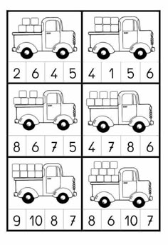 the printable worksheet for numbers 1 - 10, including trucks and cars