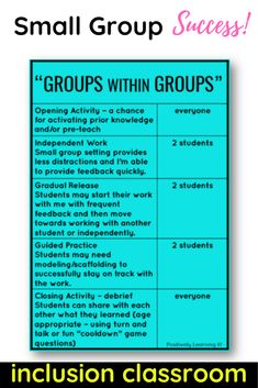 the small group success plan for students with text overlaying it, and an image of