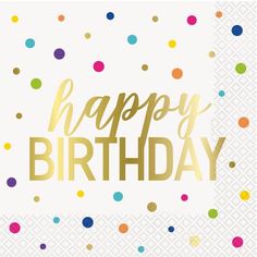 a happy birthday card with confetti and gold foil