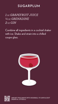 an info sheet describing the ingredients for a cocktail