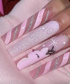 Christmas Acrylic Nails Snowflakes, Xxxl Press On Nails, Extra Christmas Nails, Nagel Tips, Nail Type, White Nail Designs, Snowflake Design, Nail Swag, Uñas Acrilicas