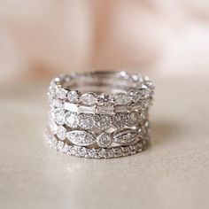 a stack of rings sitting on top of a table