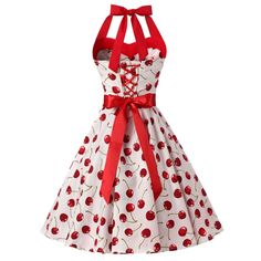 Darcy 1950's Dress Cherry Party, 50s Rockabilly, White Vintage Dress, Robes Vintage, Cherry Dress, Special Clothes, Retro Mode, Party Wear Indian Dresses, Red Cherry