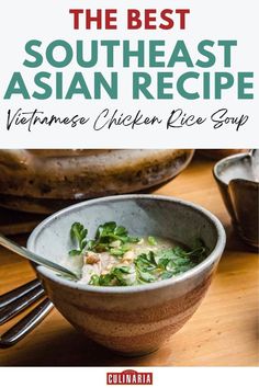 Clear aromatic broth with tender chicken pieces garnished with fresh cilantro leaves in rustic ceramic bowl against wooden surface.