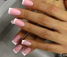 Nails Rosa, Nail Shapes Square, Square Press On Nails, Basic Nails, Striped Nails, Nail Forms, Nail Patterns, White French, Nail Length