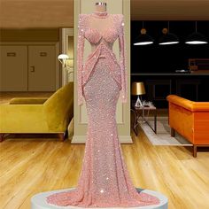 Pink Prom Dresses Mermaid, Birthday Gowns, Pink Luxury, Pink Mermaid, Mermaid Decor, Long Sleeve Sequin, Women's Evening Dresses, Creation Couture, Mermaid Evening Dresses