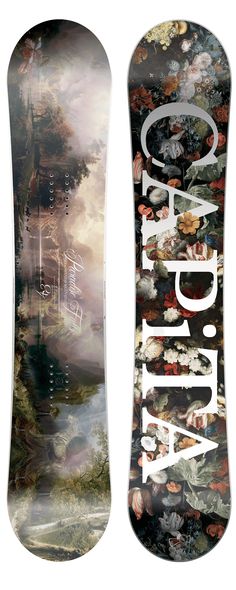 a snowboard with an artistic design on it