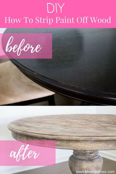 the before and after of a dining room table makeover with chalk paint, wood