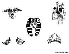 an image of egyptian symbols drawn by hand in ink on paper with pen and ink