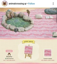 an animal crossing game with pink sand