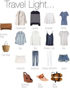 Travel Light...YES!!!! Love This.. need more ideas like this to pin Packing Clothes, Travel Capsule, Travel Capsule Wardrobe, Fashion Capsule, Travel Wardrobe, Packing Light, Travel Light, What To Pack, Clothes And Accessories