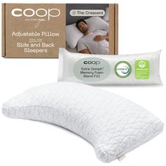 the coopp pillow and side sleepers are in front of a box with an envelope