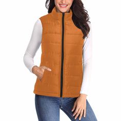 Uniquely You Womens Puffer Vest Jacket / Cinnamon Brown - Womens | Jackets | Puffer Vest Jacket, Trendy Vest, Womens Puffer Vest, Jumpsuit Men, Bold Color, Sleeveless Vest, Urban Outfits, Puffer Vest, Men's Coats And Jackets