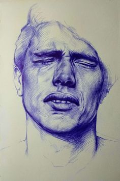 a drawing of a man with his eyes closed