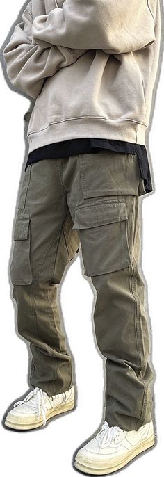 Green Jeans With Side Pockets For Streetwear, Khaki Full-length Cargo Jeans, Full Length Khaki Jeans With Pockets, Khaki Full Length Jeans With Pockets, Baggy Military Bottoms With Pockets, Casual Green Jeans With Multiple Pockets, Green Baggy Cargo Jeans With Hip Pockets, Full-length Khaki Cargo Jeans With Multiple Pockets, Khaki Full-length Cargo Jeans With Multiple Pockets