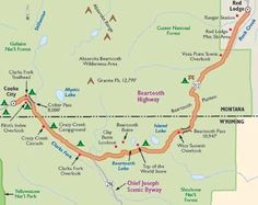 a map showing the location of beartooth wilderness and surrounding areas in north dakota, wyoming