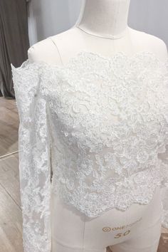 Lace Off-the-shoulder Top Blouse Olivia with Long Sleeves | Wedding Accessories for Brides – Olivia Bottega Olivia Bottega, Accessories For Brides, Blouse With Long Sleeves, Gorgeous Blouses, Pearl Details, Sophisticated Dress, Tulle Fabric, Types Of Dresses, Classy Women