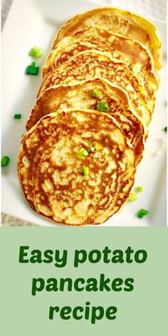 an easy potato pancake recipe on a white plate