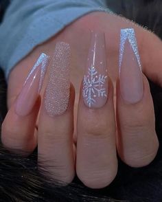 Winter Nails Acrylic - Snuggle up here - You could buy everything you need there. Click to visit now! Winter Nails Acrylic, Colorful Nails, Cute Acrylic Nail Designs