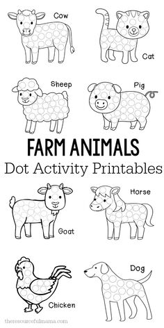 farm animals dot activity printables for kids to color and practice their names in