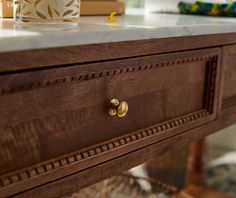 a close up of a drawer on a table