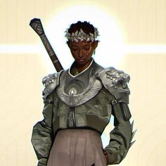 a woman dressed in armor and holding a baseball bat