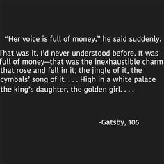 a black and white photo with the words, her voice is full of money he said suddenly