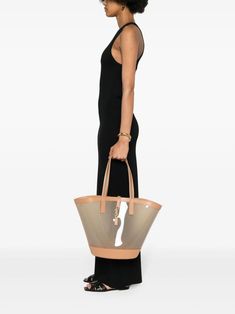 Saint Laurent Medium Panier Tote Bag - Farfetch Saint Laurent Women, Medium Bag, Leather Cap, Quiet Luxury, Medium Tote, Louis Vuitton Shoulder Bag, Medium Bags, Leather Design, Vegetable Tanned Leather