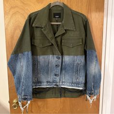 Nwt Hudson Jeans Patchwork Utility Jacket In Size Xs. Features Four Pockets, Distressed Accents And Button Closures. Machine Washable. Bust: 41” Shoulder: 18” Sleeve: 22” Length: 27” Green Denim Jacket For Fall Streetwear, Green Denim Outerwear With Pockets, Green Denim Outerwear For Fall, Green Denim Winter Outerwear, Green Winter Denim Outerwear, Winter Green Denim Outerwear, Green Denim Long Sleeve Outerwear, Green Long Sleeve Denim Outerwear, Trendy Green Denim Outerwear