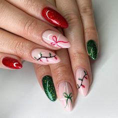 Holiday Manicure: 30+ Christmas Nail Designs to Add Sparkle and Flair this Season - ReallyRushai Blue Nail, Festival Nails, Xmas Nails, Christmas Nail Designs, Christmas Nail Art