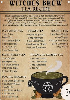 the witches brew recipe is shown in this poster