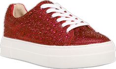 Sparkly Sneakers, Best Dress, Rhinestone Shoes, Red Rhinestone, Lacing Sneakers, Platform Sneakers, Fashion Sneakers, Favorite Jeans, Betsey Johnson