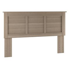 the headboard is made from wood and has three panels on each side, along with two