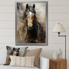 This beautiful "White Horse Equestrian Duality I" wall art is printed on premium quality cotton canvas using the finest fade-resistant ink. We offer a versatile range to cater to your unique aesthetic preferences. Timeless and classic, our canvas art exudes tradition and refinement. Enhancing the artwork's beauty and providing a sense of structure to your wall decor. Complement your interior design, ensuring that your artwork seamlessly integrates with your home or office decor. Millwood Pines F Beautiful White Horse, Equestrian Design, Horse Wall Art Canvases, Horses Wall Decor, Horse Paintings, Painting Animals, Ranch Decor, Equestrian Decor, Grey Wall Art