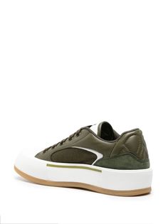 Alexander McQueen Deck Plimsoll Leather Sneakers - Farfetch Modern Green Sneakers With Textured Sole, Olive Leather Sneakers With Round Toe, Casual Olive Leather Sneakers, Green Calf Leather Sneakers With Contrast Sole, Green Leather Sneakers With Contrast Sole, Green Calf Leather Sneakers With Rubber Sole, Green Sneakers With Contrast Sole In Calf Leather, Olive Leather Low-top Sneakers, Green Calf Leather Sneakers With Round Toe