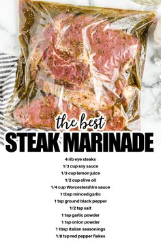 baggie with marinated raw steaks in it Easy Marinades, Meat Marinade