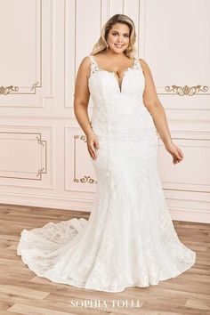 Sophia Tolli Wedding Dress Sophia Tolli: Y12034 - Romy Fit And Flare Gown, Vintage Lace Weddings, Flare Gown, Lace Straps