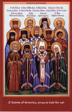 an icon depicting the twelve saints of america, pray to god for us