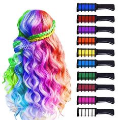 This hair chalk can quickly dye hair, which is perfect for those people who want to temporarily change their hair color at festivals or parties. This temporary hair dye is non-allergenic, non-toxic and water-soluble, environmentally friendly, and easy to wash with shampoo before going to bed. Size: 3.99 inch/10cm.  Color: Blue. Hair Dye For Kids, Washable Hair Color, Make Up Kits, Diy Dye, Temporary Hair Dye, Diy Hair Color, Hair Chalk, Bright Hair Colors, Temporary Hair Color